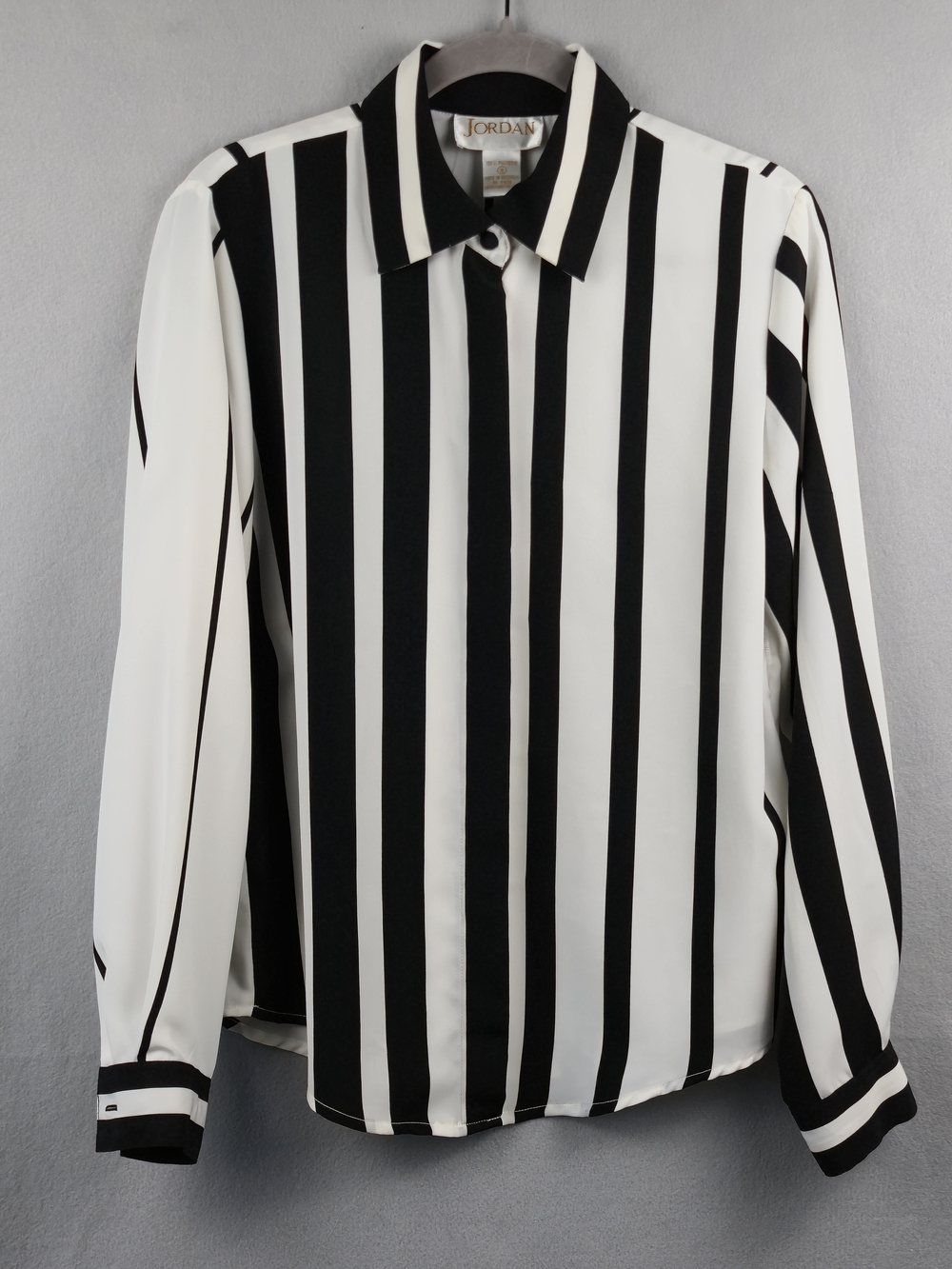 Jordan Vintage Monochrome Striped Chiffon Blouse Medium